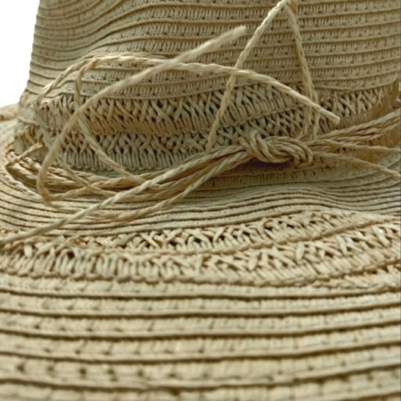 FLOPPY Rafia Straw Hat New Hello Sunshine Wide Brim Beach Jacobson Vintage Tan - Picture 9 of 11